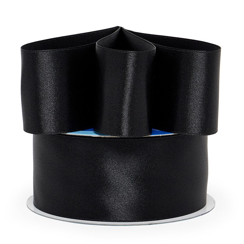 Haute Couture Satin Ribbon 2 '' X 25 yd Black Color 1 / ROLL