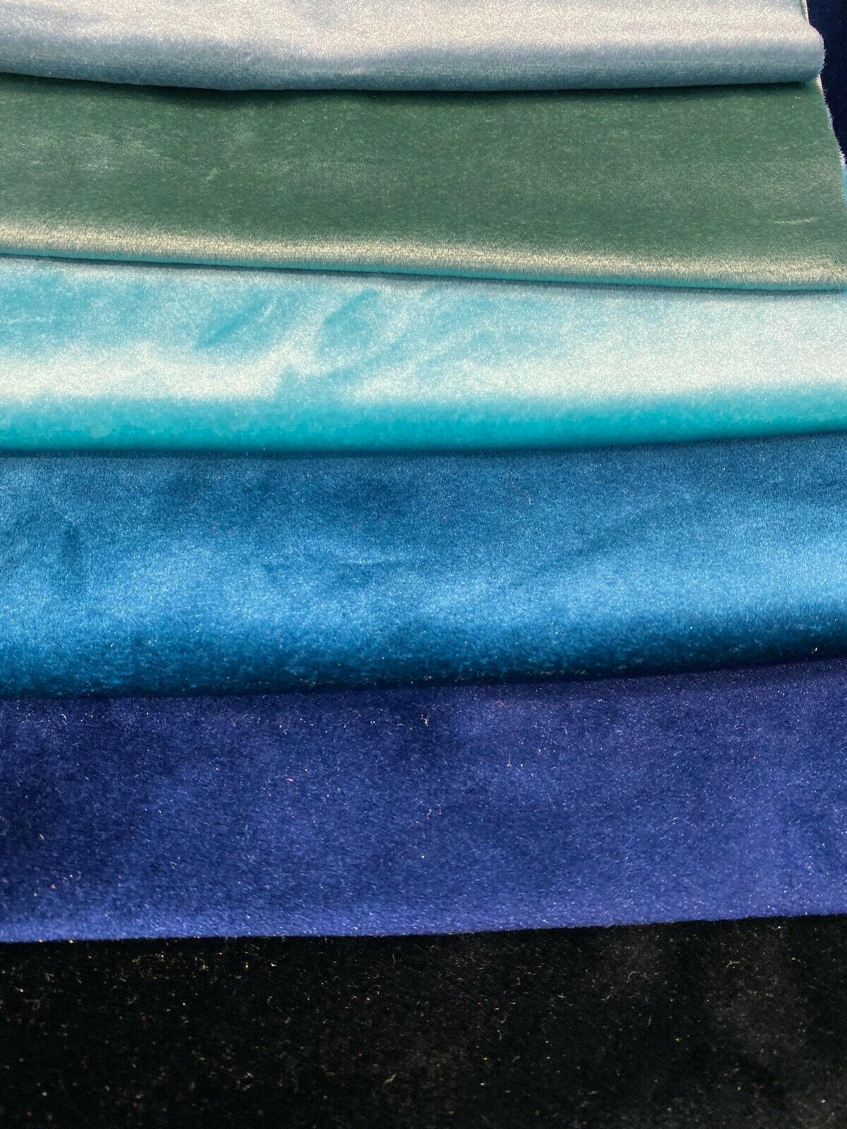 Exclusive Velveteen Velvet Fabric - Navy Blue, Drapery Upholstery, 60" Width (1 Yard)
