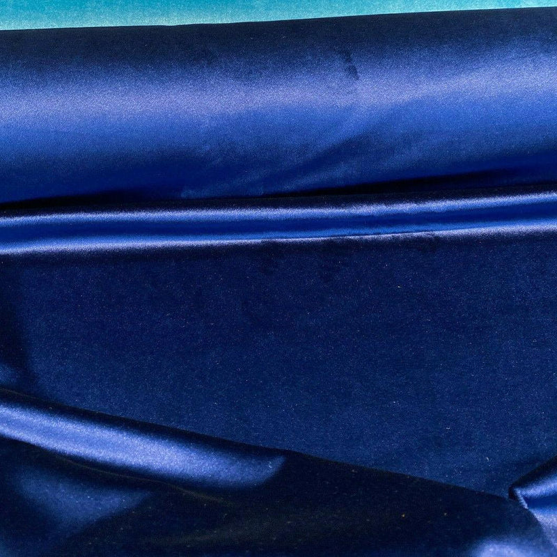 Exclusive Velveteen Velvet Fabric - Navy Blue, Drapery Upholstery, 60" Width (1 Yard)