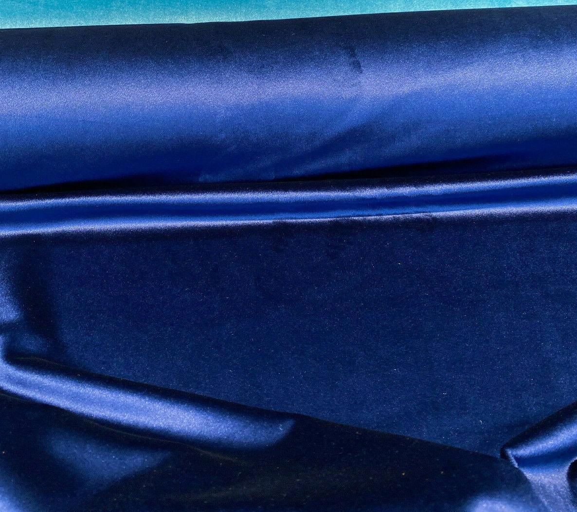 Exclusive Velveteen Velvet Fabric - Navy Blue, Drapery Upholstery, 60" Width (1 Yard)