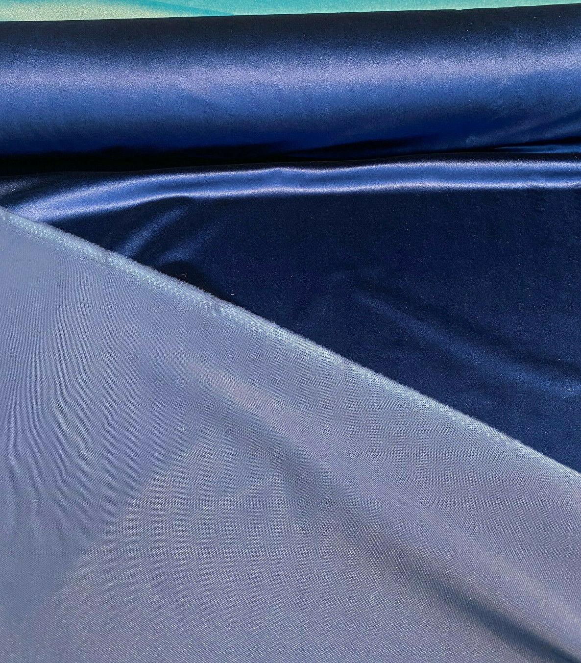 Exclusive Velveteen Velvet Fabric - Navy Blue, Drapery Upholstery, 60" Width (1 Yard)
