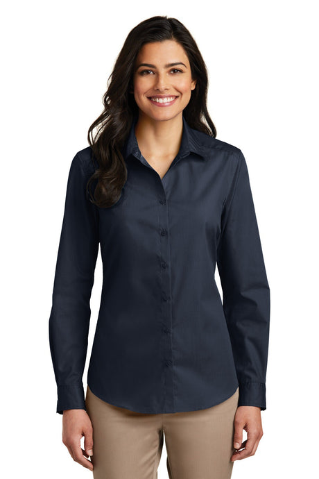 Port Authority® Women's Long Sleeve Carefree Poplin Shirt Lightweight Breathable Professional Top
