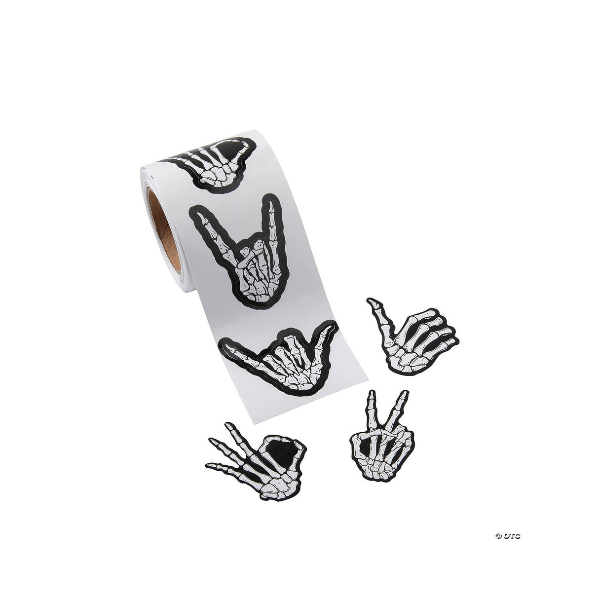 1 1/2" Skeleton Hands Sticker Roll 100 Pc.