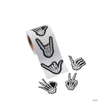 1 1/2" Skeleton Hands Sticker Roll 100 Pc.