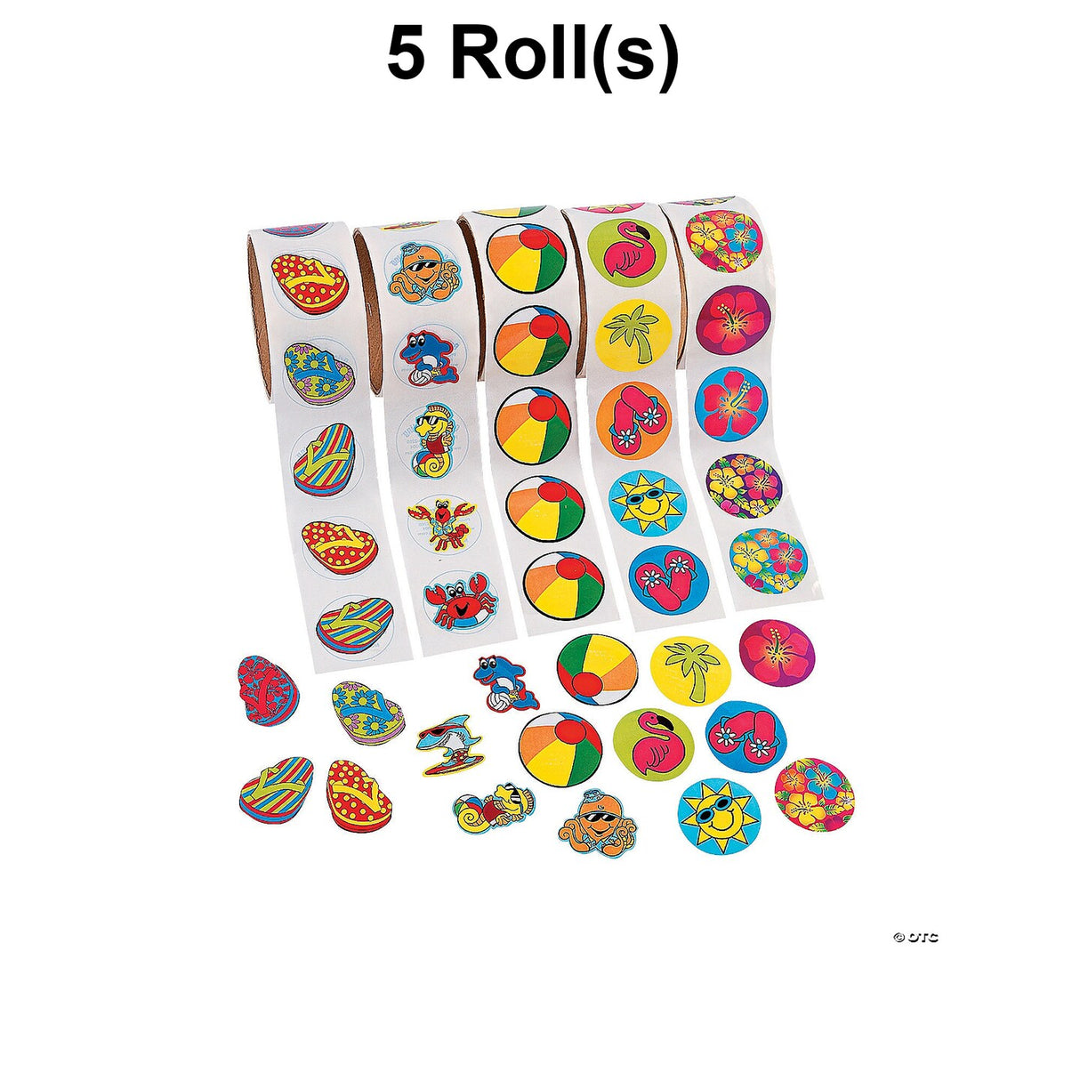 1 1/2" Tropical Rolls of Sticker Assortment 500 Stickers