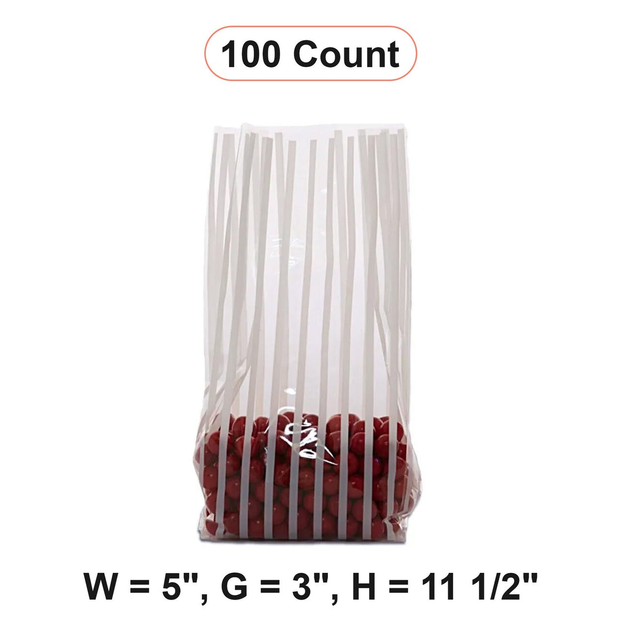 Stripe Patterned Cello Bags 5 '' x 3 '' x 11 1/2 '' Vertical Stripe White Color