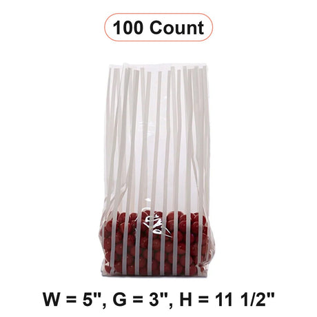 Stripe Patterned Cello Bags 5 '' x 3 '' x 11 1/2 '' Vertical Stripe White Color