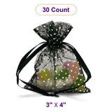 Polka Dot Organza Bags 3 '' x 4 '' Black Color 30 EACH / PACKAGE
