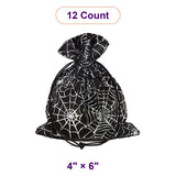 Spider Web Fabric Bags 4 '' x 6 '' Black / Silver Satin Color 12 EACH / PACKAGE