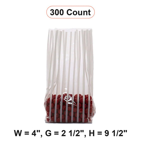 Stripe Patterned Cello Bags 4 '' x 2 1/2 '' x 9 1/2 '' Vertical Stripe White Color