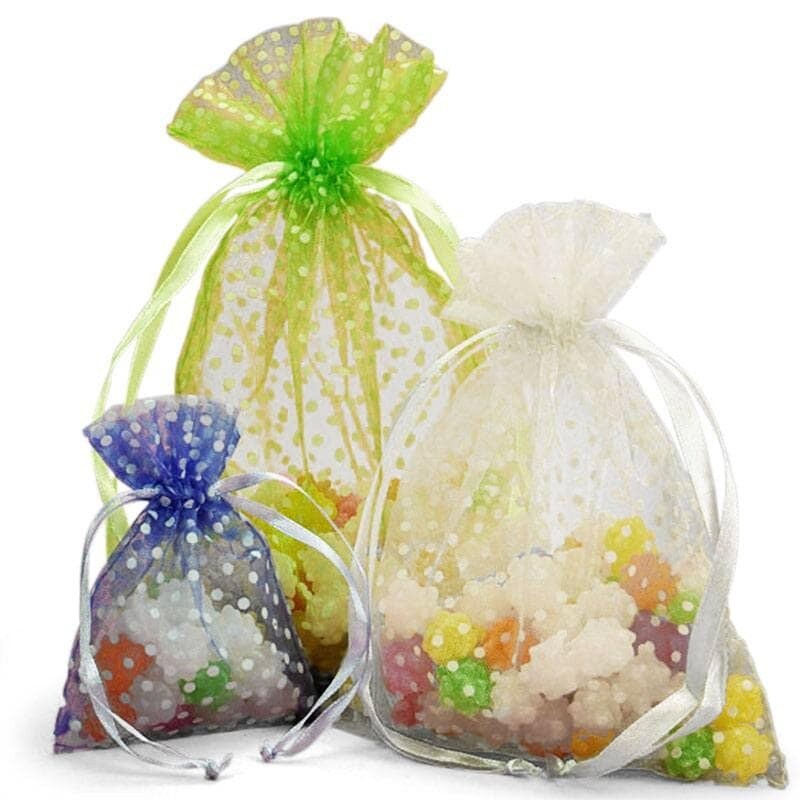 Polka Dot Organza Bag 6" x 9" Large and Versatile