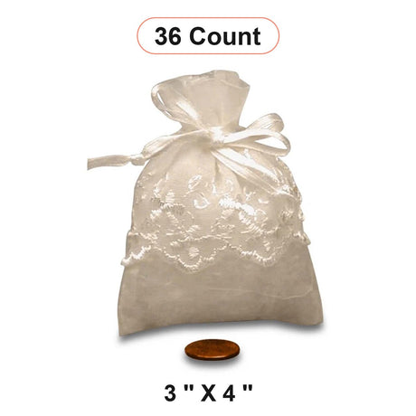 Small Embroidered Skirt Organza Bag 3'' x 4'' for Gifts