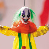 19 3/4" Hanging Bright Colors Clown with Green Hair Halloween Decoration