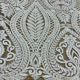 Beaded Corded Bridal Lace Fabric Dark Ivory 52" Wide