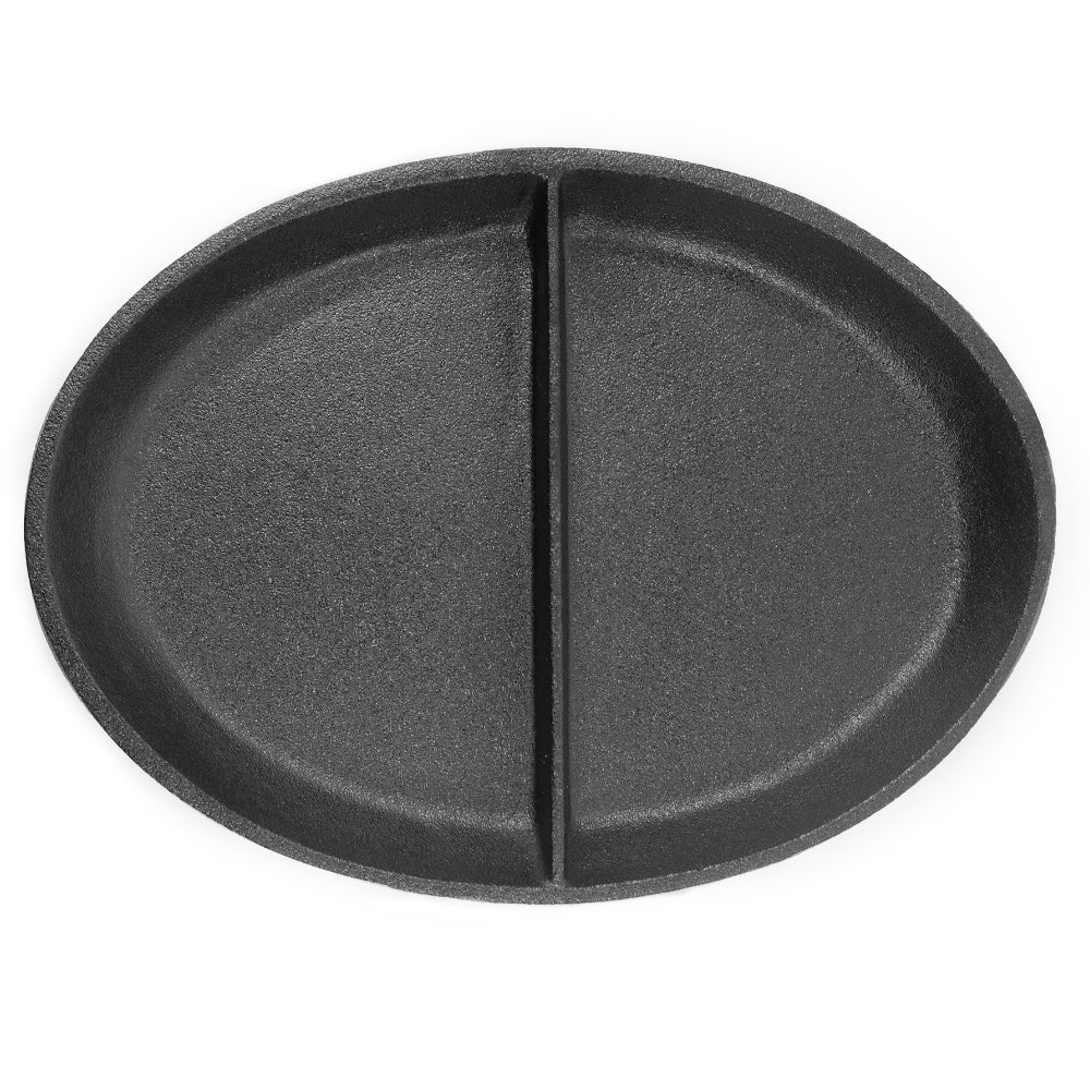 Tomlinson 1024323 Pre-Seasoned Cast Iron Split Oval Skillet, 10" x 7.5"