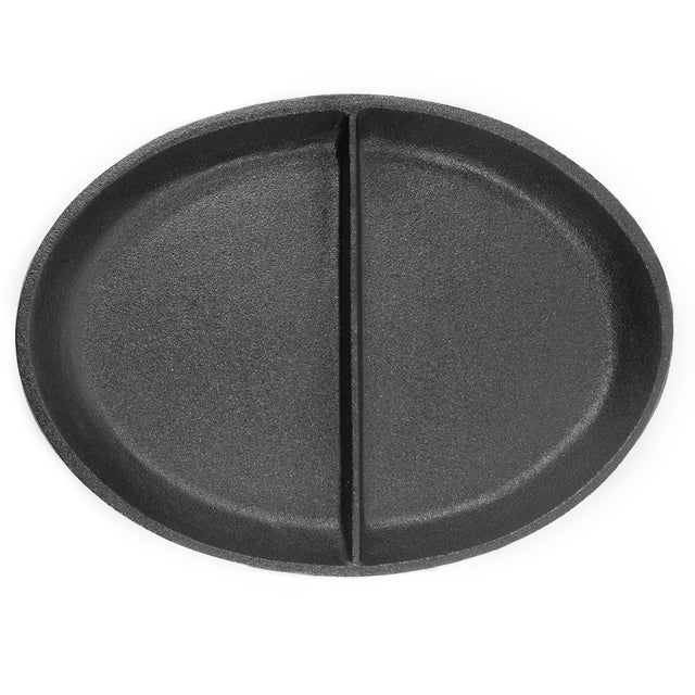 Tomlinson 1024323 Pre-Seasoned Cast Iron Split Oval Skillet, 10" x 7.5"