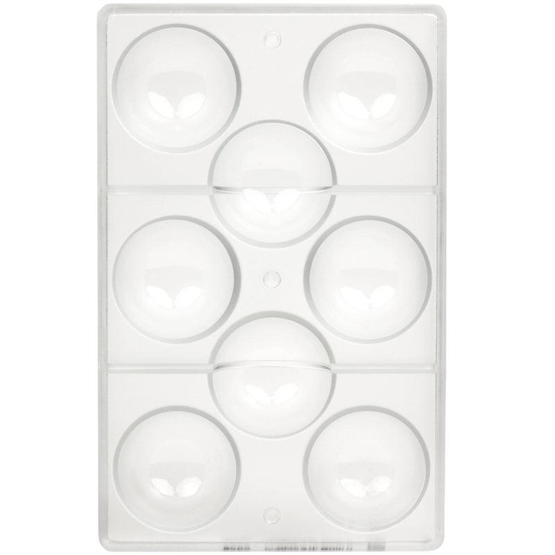 Chocolate World Clear Polycarbonate Chocolate Mold, 59mm Half Sphere, 8 Cavities