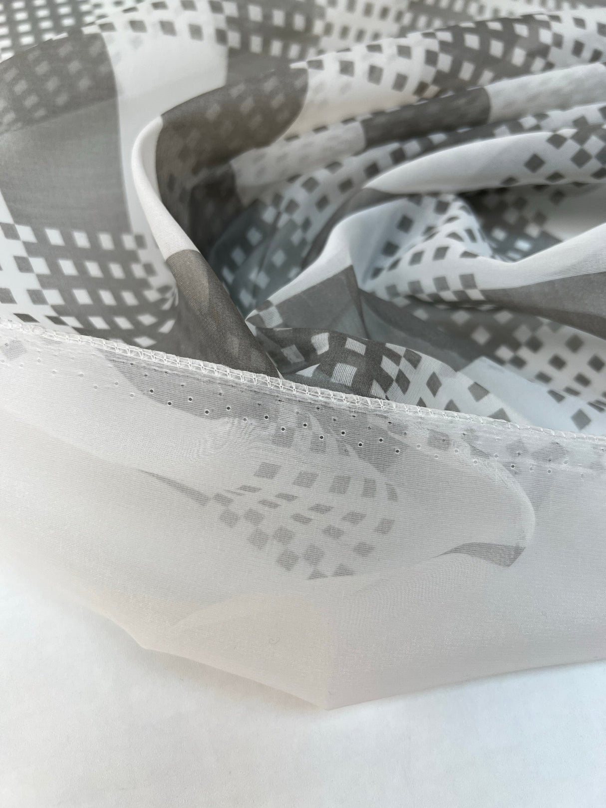 Polyester Organza Printed White Gray