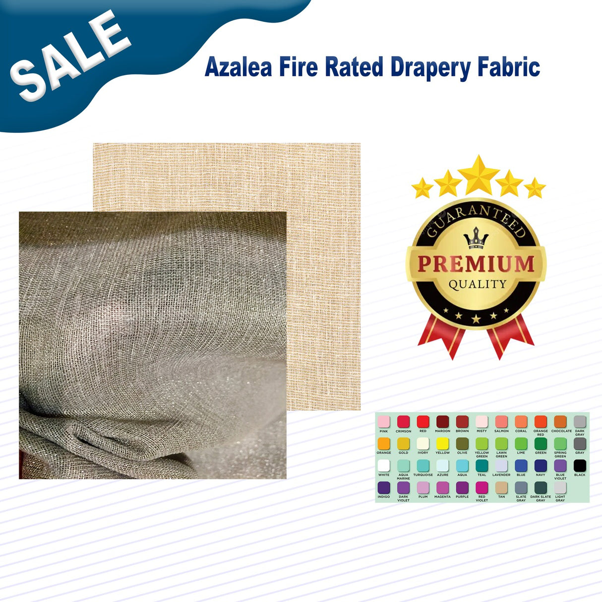 1 Yard Azalea Fire Rated Drapery Fabric