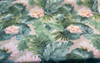 Nasau Tropical Floral Leaves Cotton Fabric - Green Pink Mauve Turquoise Blue Tropical Floral Leaves, 54" Width (1 Yard)