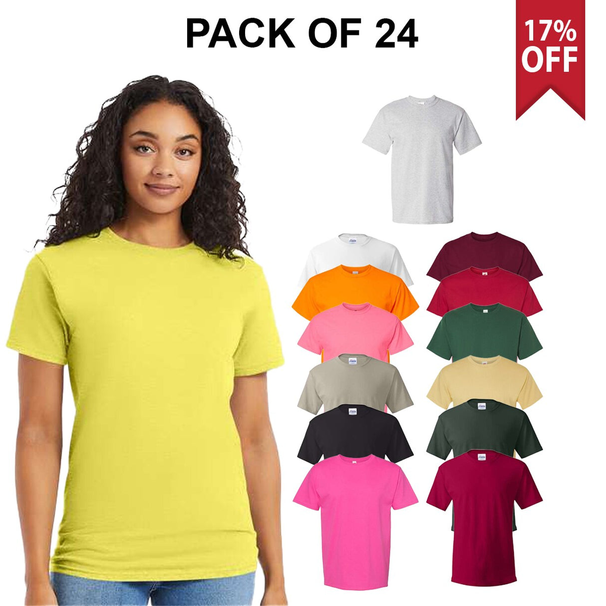 24 Pack : Essential T-Shirt 100% Cotton Everyday Basics