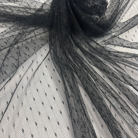 Polyester 2-Way Stretch Dots Point Net Mesh Fabric