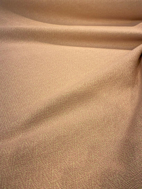Dorian Petal Pink Krelan Regal Chenille Fabric - Petal Pink With Yellow Stitching, Delicate Chevron Design, 54+ Inches Wide (1 Yard)