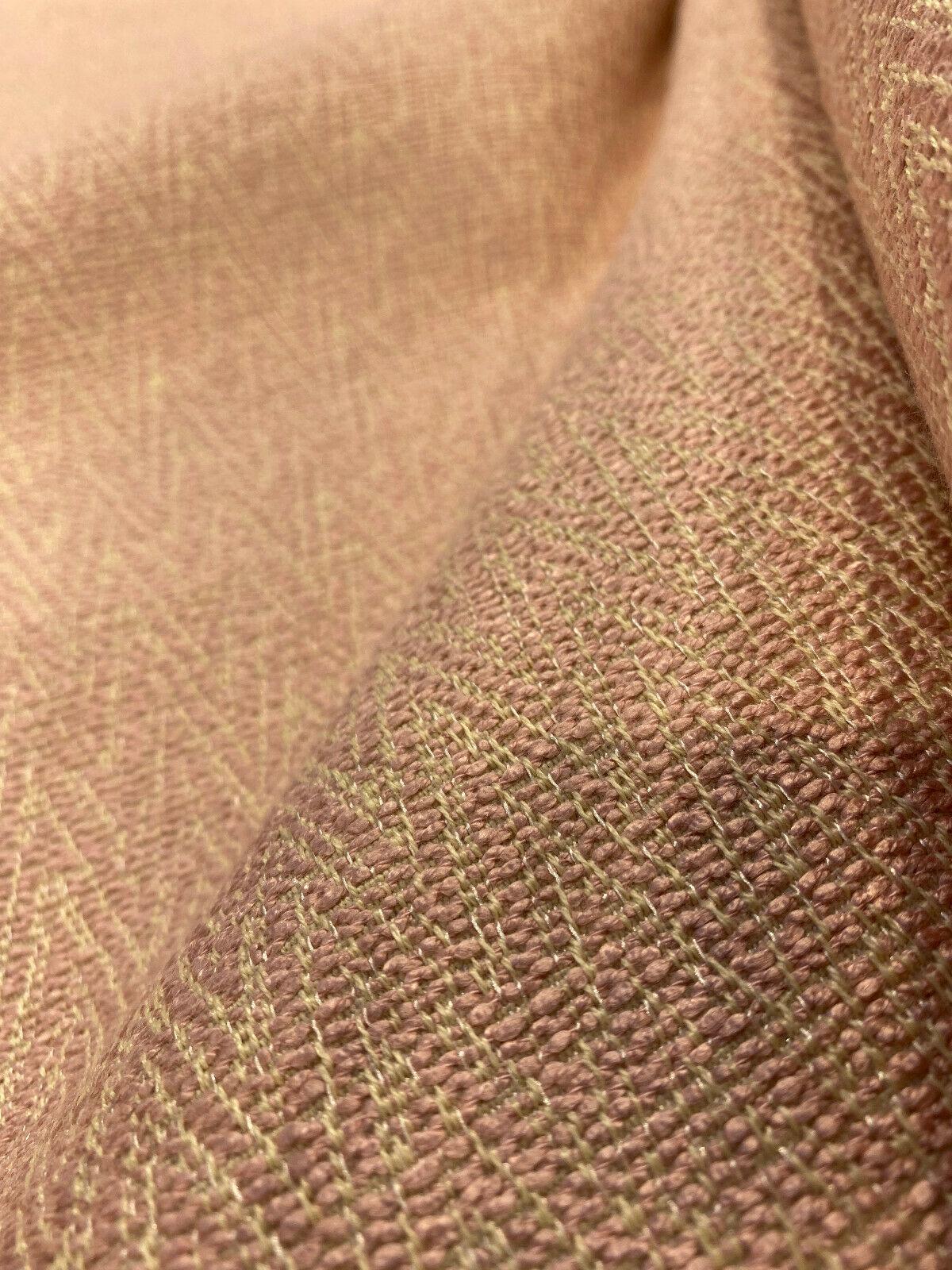Dorian Petal Pink Krelan Regal Chenille Fabric - Petal Pink With Yellow Stitching, Delicate Chevron Design, 54+ Inches Wide (1 Yard)