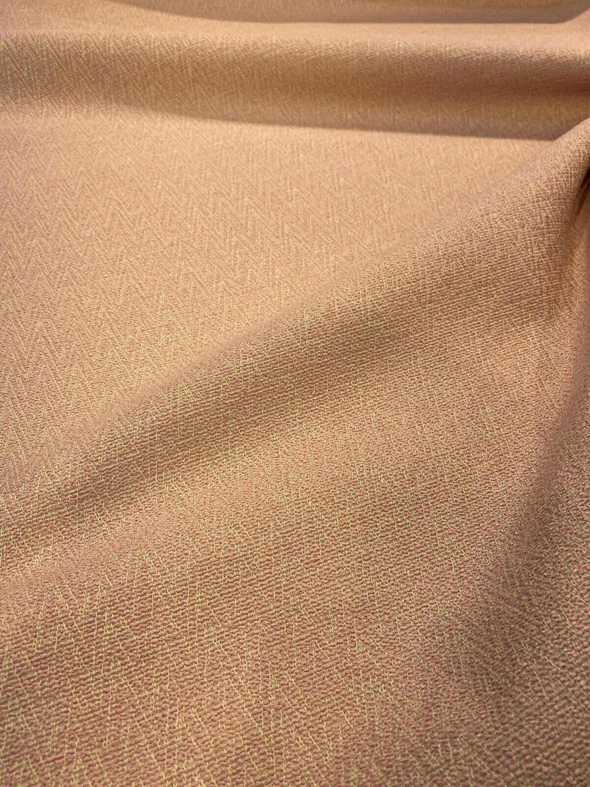 Dorian Petal Pink Krelan Regal Chenille Fabric - Petal Pink With Yellow Stitching, Delicate Chevron Design, 54+ Inches Wide (1 Yard)