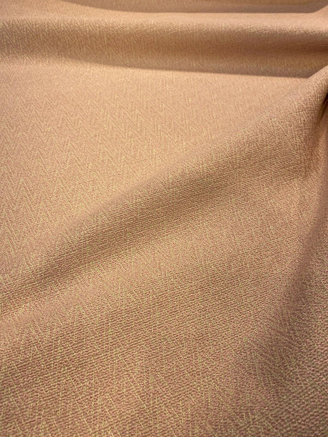Dorian Petal Pink Krelan Regal Chenille Fabric - Petal Pink With Yellow Stitching, Delicate Chevron Design, 54+ Inches Wide (1 Yard)