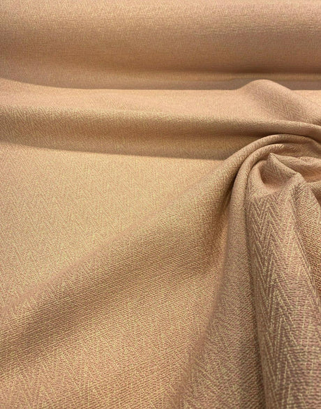Dorian Petal Pink Krelan Regal Chenille Fabric - Petal Pink With Yellow Stitching, Delicate Chevron Design, 54+ Inches Wide (1 Yard)
