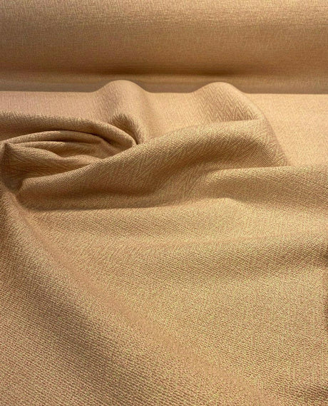 Dorian Petal Pink Krelan Regal Chenille Fabric - Petal Pink With Yellow Stitching, Delicate Chevron Design, 54+ Inches Wide (1 Yard)