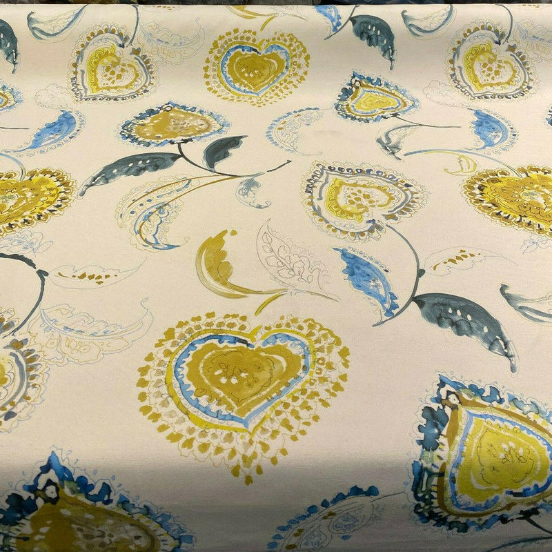Regal Jill Velvet Upholstery Fabric - Blue Floral Print, 56" Width (1 Yard)