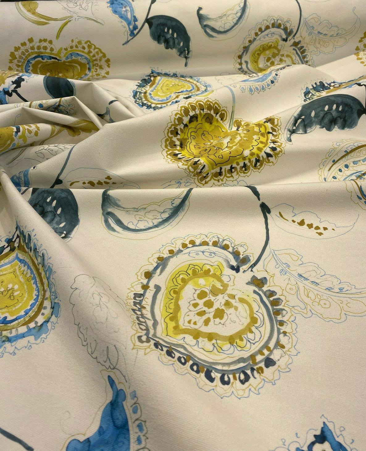 Regal Jill Velvet Upholstery Fabric - Blue Floral Print, 56" Width (1 Yard)