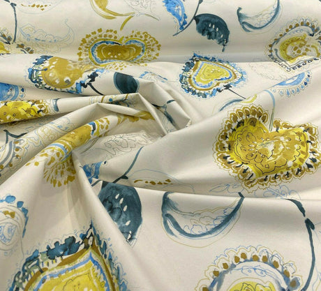 Regal Jill Velvet Upholstery Fabric - Blue Floral Print, 56" Width (1 Yard)
