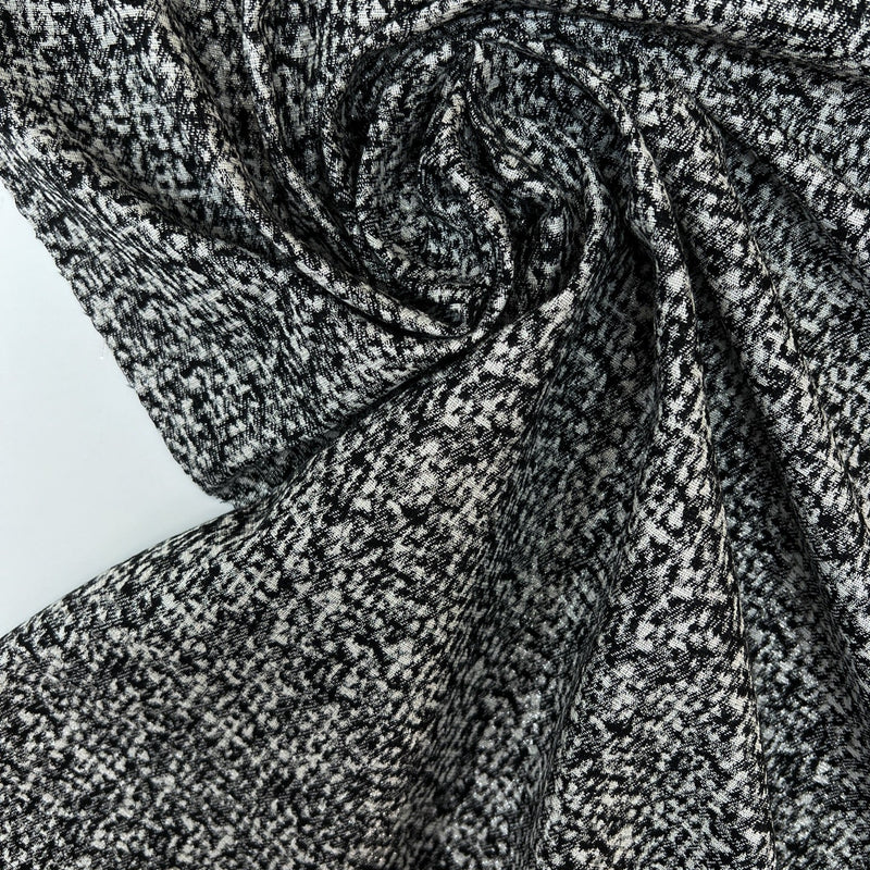 Cotton Tweed Lurex in Silver Black White