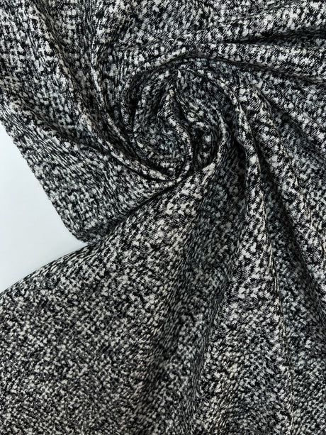Cotton Tweed Lurex in Silver Black White