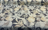 Babar Charcoal Elephant Printed Polyester Fabric - Charcoal Elephant Print, 56" Width (1 Yard)