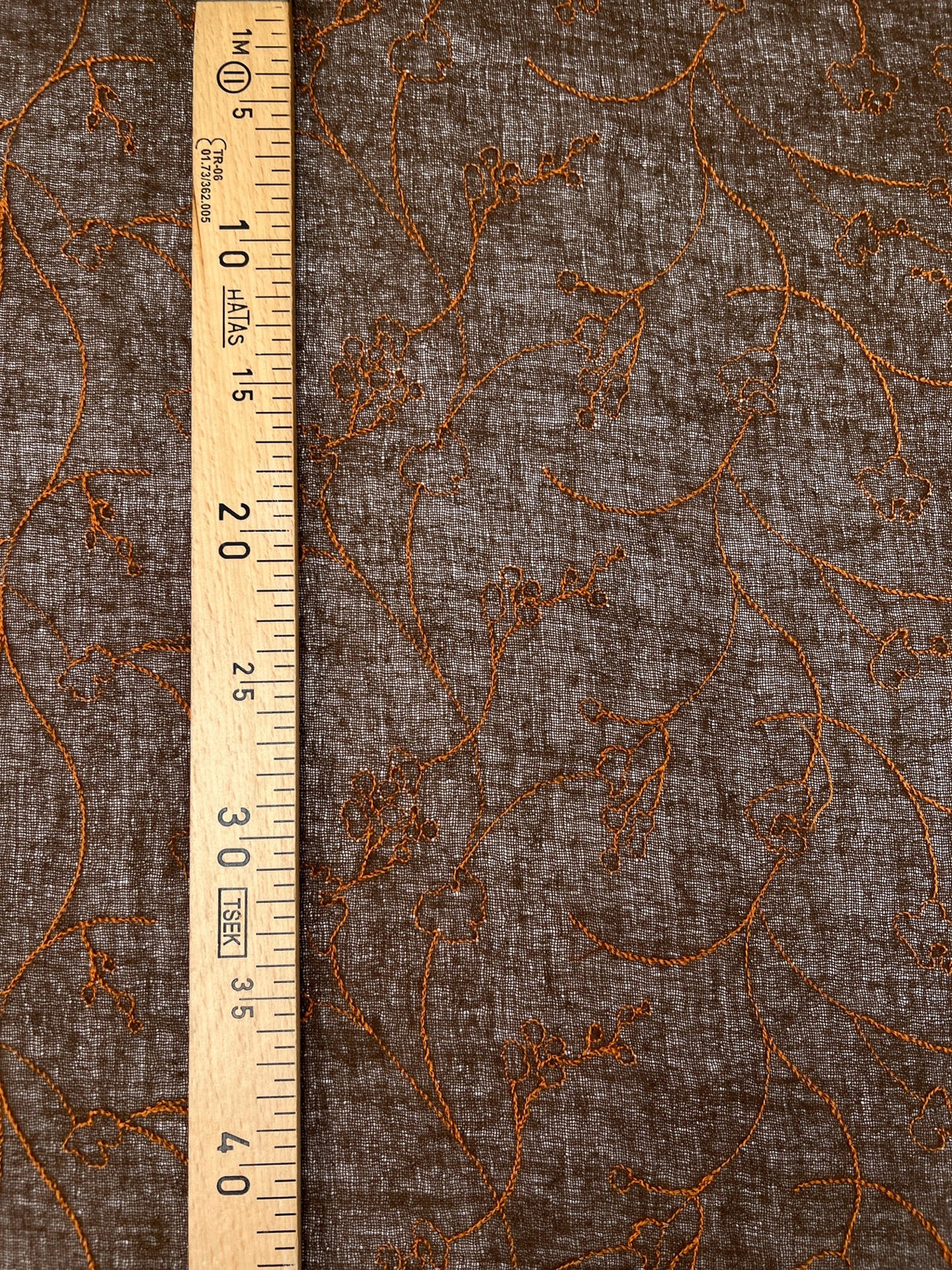 Wool Embroidered Fabric Brown