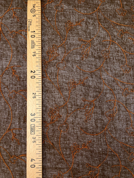 Wool Embroidered Fabric Brown
