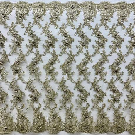 Beaded 3D Floral Lace Mesh