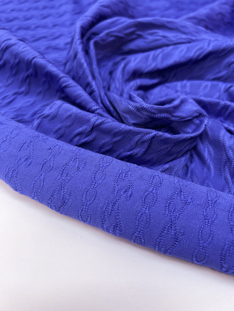 Polyamide Elastane Matelassé Blue Knitted Fabric