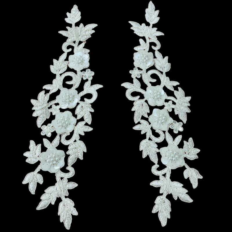 Beaded Corded Floral 3D Lace Applique