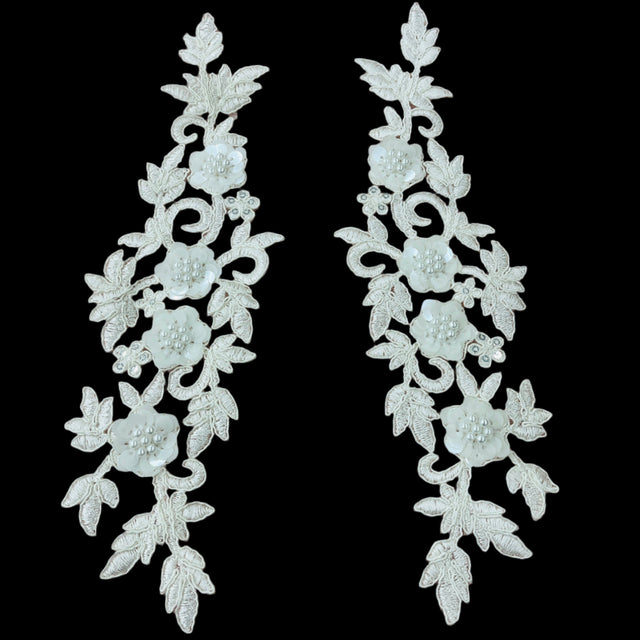 Beaded Corded Floral 3D Lace Applique