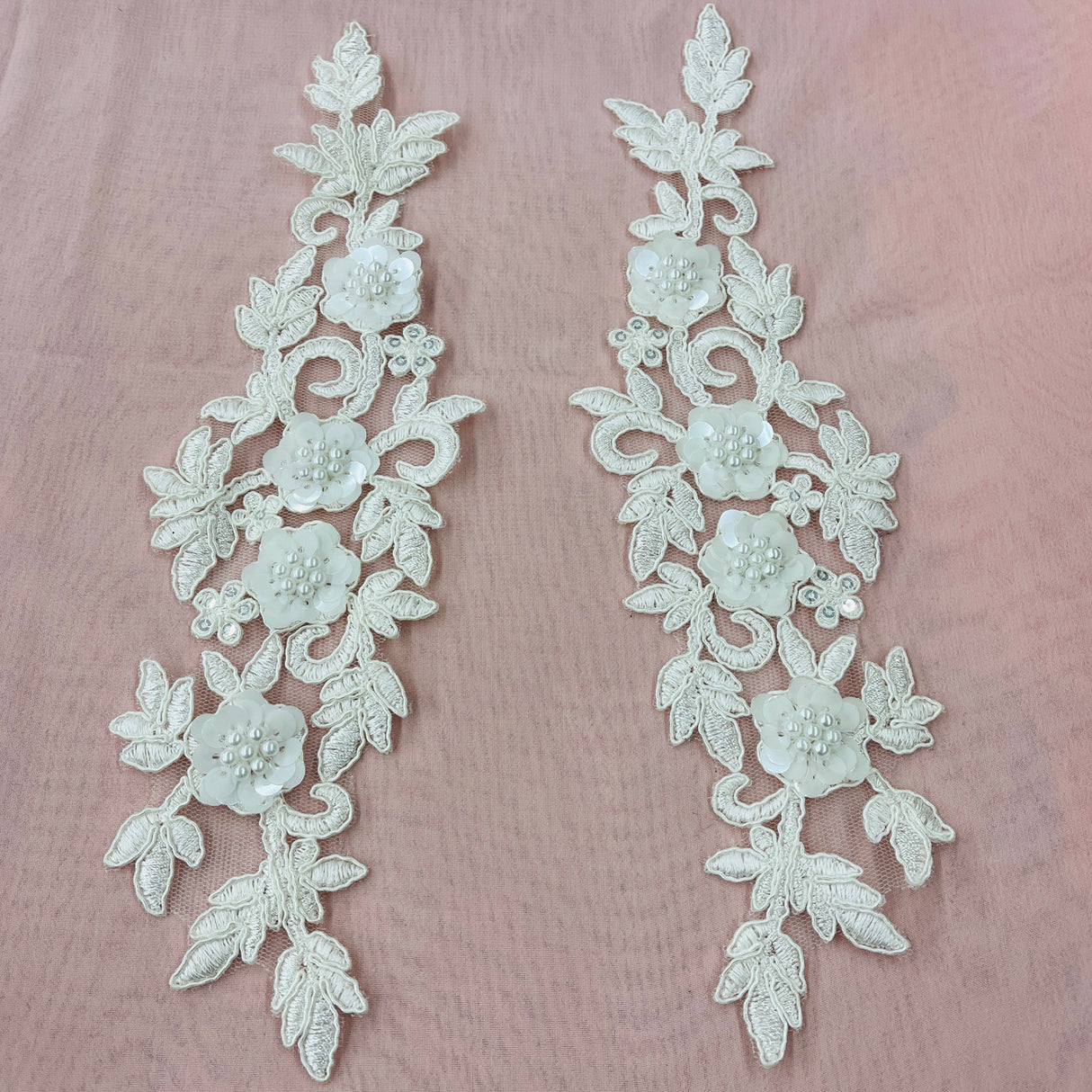 Beaded Floral Lace Applique