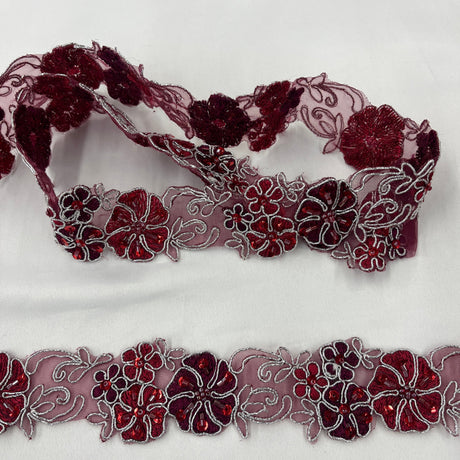 Beaded Corded Lace Trim 1.5" Wide