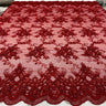 1 Yard Elegant Beaded and Corded Bridal Lace Fabric on Polyester Net Mesh 51" Width