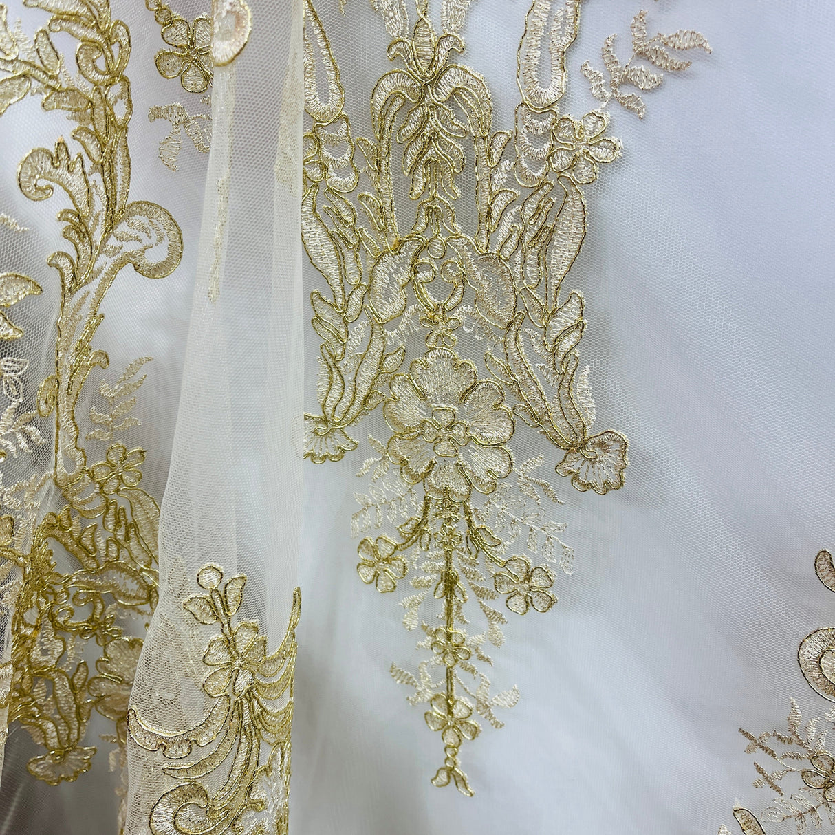 Embroidered Bridal Lace White Mesh