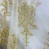 Embroidered Bridal Lace White Mesh