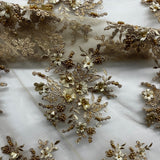 1 Yard Beaded 3D Floral Lace Fabric Embroidered on 100% Polyester Net Mesh 50" Wide
